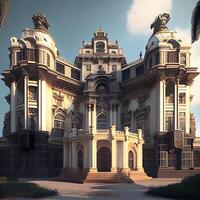 magnifique palais dans le style de le 19e siècle. 3d le rendu, ai génératif image photo