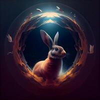 lapin dans le trou de le Terre. 3d illustration., ai génératif image photo