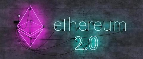 tête de lit néon avec symbole et signe Ethereum 2.0 photo