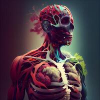 Humain cœur anatomie, 3d illustration de Humain respiratoire système, ai génératif image photo