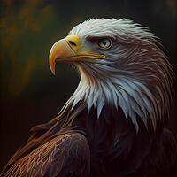 portrait de une chauve Aigle. numérique peinture. illustration., ai génératif image photo