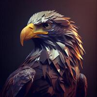 3d le rendu de un Aigle tête sur une foncé Contexte. 3d illustration., ai génératif image photo