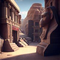 égyptien sphinx dans louxor, Egypte. 3d le rendu, ai génératif image photo