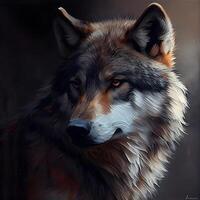 portrait de une loup. numérique peinture. portrait de une loup., ai génératif image photo