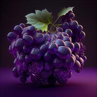 bouquet de les raisins sur une foncé Contexte. 3d illustration., ai génératif image photo