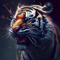 portrait de une tigre sur une foncé Contexte. numérique peinture., ai génératif image photo