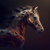 numérique illustration de une cheval tête avec écoulement crinière. art conception, ai génératif image photo