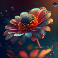 magnifique gerbera fleur sur une foncé Contexte. 3d le rendu, ai génératif image photo