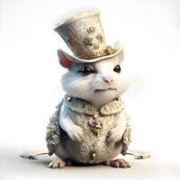 marrant rat dans une costume de le magicien. blanc arrière-plan., ai génératif image photo