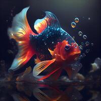 poisson rouge dans aquarium. 3d illustration. haute résolution image., ai génératif image photo