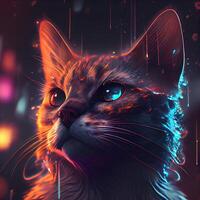 portrait de une rouge chat avec bleu yeux. 3d le rendu, ai génératif image photo