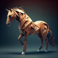 3d le rendu de une cheval fabriqué de polygonal formes., ai génératif image photo