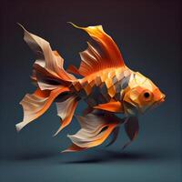 poisson rouge. 3d illustration sur une foncé Contexte avec ombre., ai génératif image photo