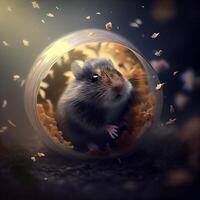 hamster à l'intérieur une verre pot. cette est une 3d rendre illustration, ai génératif image photo