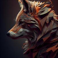 numérique 3d illustration de une Loup dans une géométrique style, ai génératif image photo