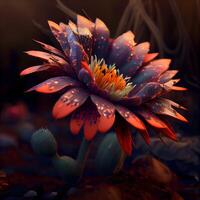 magnifique cactus fleur dans une botanique jardin. 3d le rendu, ai génératif image photo