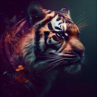 tigre dans le forêt. artistique peinture. numérique peinture., ai génératif image photo