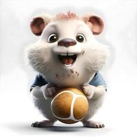 3d le rendu de une mignonne peu Panda avec une basketball isolé sur blanc Contexte photo