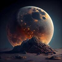 3d rendre de un extraterrestre planète avec le lune dans le Contexte photo