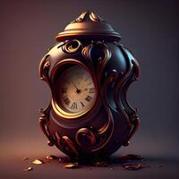 ancien l'horloge sur une foncé Contexte. 3d illustration. 3d le rendu. photo