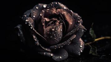 ai généré. ai génératif. proche macro coup photo de réaliste fleur noir Rose. pouvez être utilisé pour mariage romantique ou l'amour concept. graphique art