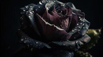 ai généré. ai génératif. proche macro coup photo de réaliste fleur noir Rose. pouvez être utilisé pour mariage romantique ou l'amour concept. graphique art
