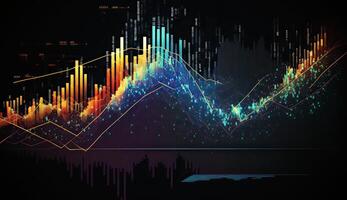 ai génératif. ai généré. finane Stock Commerce croissance graphique diagramme statistiques. pouvez être utilisé pour la finance argent une analyse le revenu commercialisation ou économie stratégie. graphique art photo