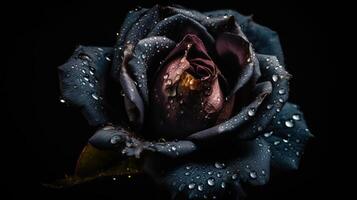 ai généré. ai génératif. proche macro coup photo de réaliste fleur noir Rose. pouvez être utilisé pour mariage romantique ou l'amour concept. graphique art