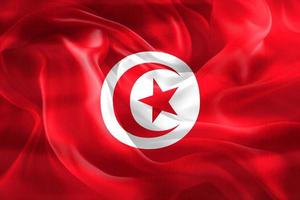 Illustration 3d d'un drapeau tunisien - drapeau en tissu ondulant réaliste photo