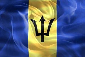drapeau de la barbade - drapeau en tissu ondulant réaliste photo