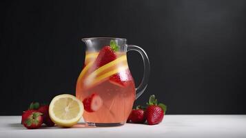 fraise limonade. bannière, copie espace. génératif ai. photo