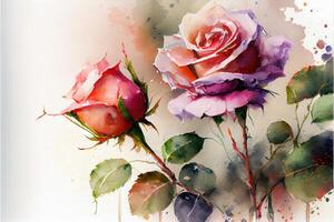 fleurs roses aquarelles photo