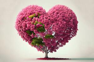 agréable 3d le rendu de arbre avec une l'amour cœur sur rose photo