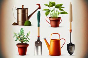 jardinage - ensemble de outils. génératif ai photo