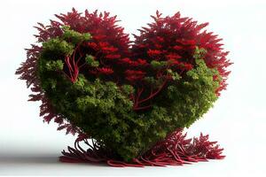 surprenant rouge cœur sur buisson ou arbuste photo