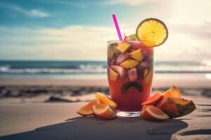 tropical cocktail. été les boissons et plage vacances Contexte. génératif ai photo