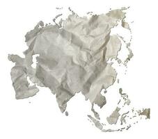Asie carte papier texture Couper en dehors sur blanc Contexte. photo