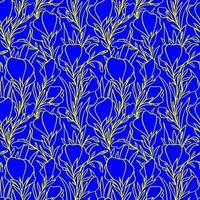 Facile deux tons sans couture modèle de Jaune grand contours de fleurs sur une bleu arrière-plan, texture, conception photo
