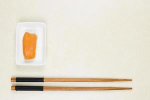 vue de dessus nigiri saumon photo