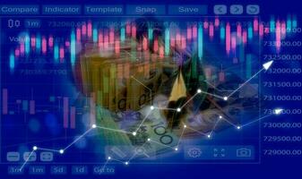investissement concept, australien banque Remarque avec virtuel commerce graphique, investissement tendance photo