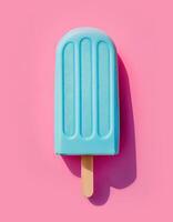 la glace crème popsicle sur le rose pastel arrière-plan, établi avec génératif ai photo