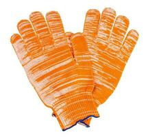 paire de Nouveau Orange coton travail gants isolé photo