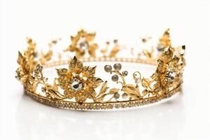 d'or femmes couronne. floral modèle. ai généré photo