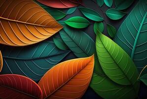 coloré feuilles abstrait Contexte. génératif ai photo