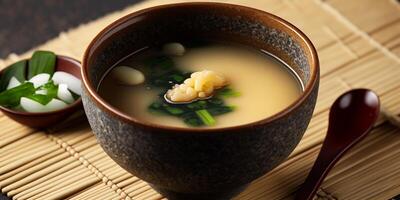 le Japonais miso soupe avec ai généré. photo