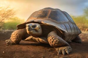 tortue sur le sol ai généré photo