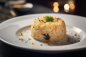 une bol Risotto sur le table ai produire photo