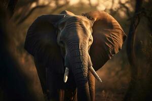 portrait l'éléphant sur le forêt ai produire photo