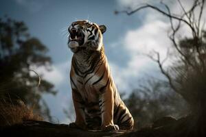 portrait tigre sur le forêt ai produire photo