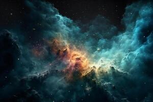 une espace nébuleuse avec étoiles et nébuleuse dans le arrière-plan, fond d'écran, univers Contexte photo